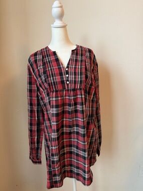 Bit & Bridle Red and Black Plaid Long-Sleeve Blouse